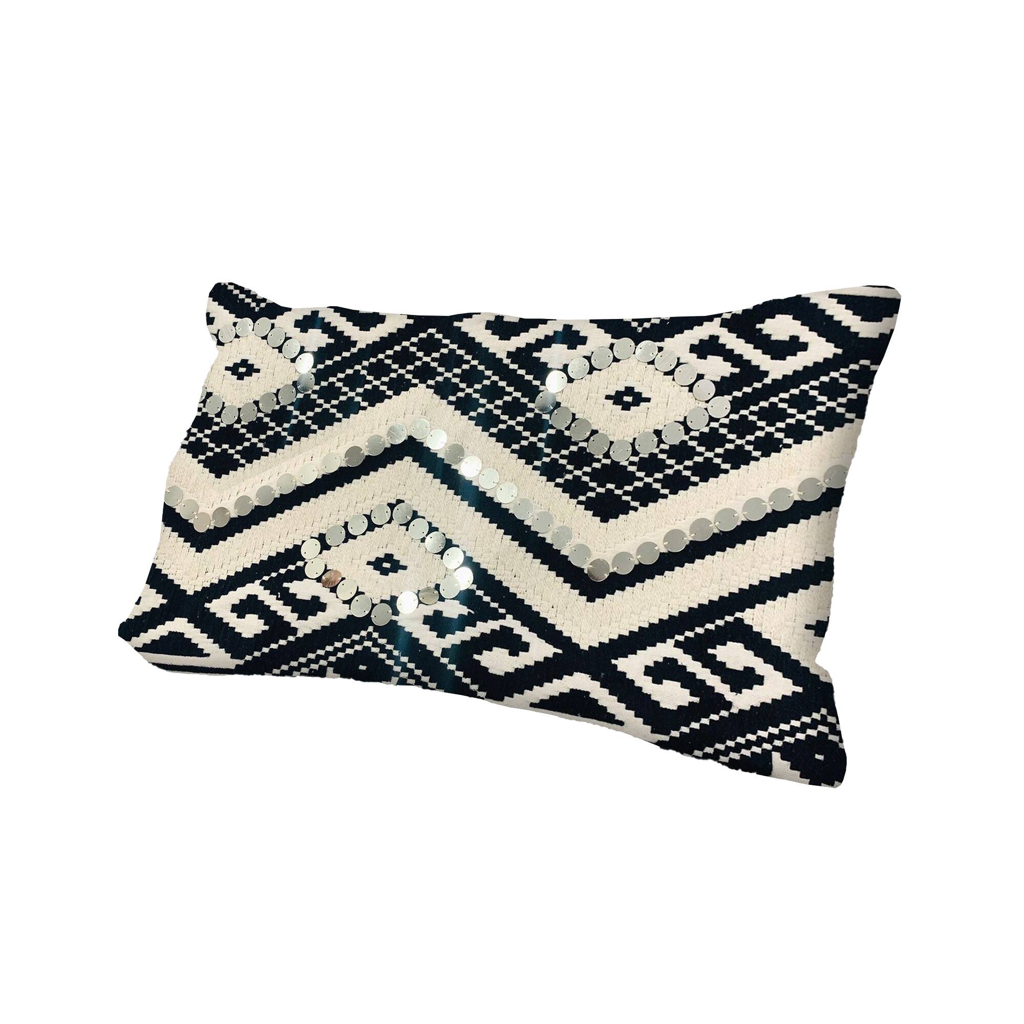 12 x 20 Rectangular Cotton Accent Lumbar Pillow, Classic Aztec Pattern ...