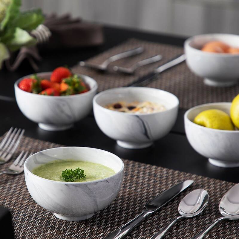 MALACASA 8-Piece Porcelain Cereal Bowl Soup Bowls Set