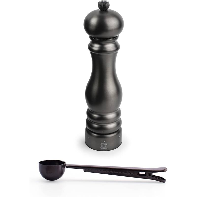 Peugeot Paris Chef Carbone u'Select Stainless Steel 22cm 9 inch Salt Mill, Carbon Finish - With Stainless Steel - Black - 2 Piece