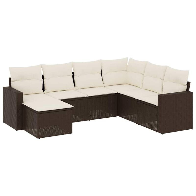 vidaXL Garden Sofa Set Brown and Cream White - 21.7 x 21.7 x 14.6
