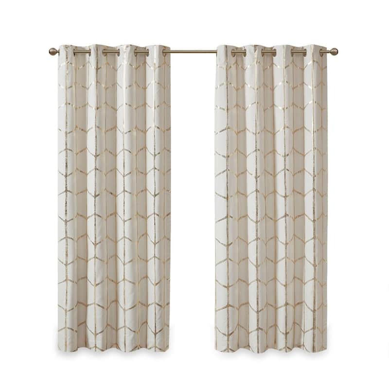 Total Blackout Metallic Print Grommet Top Curtain Panel(Only 1 Pc Panel)