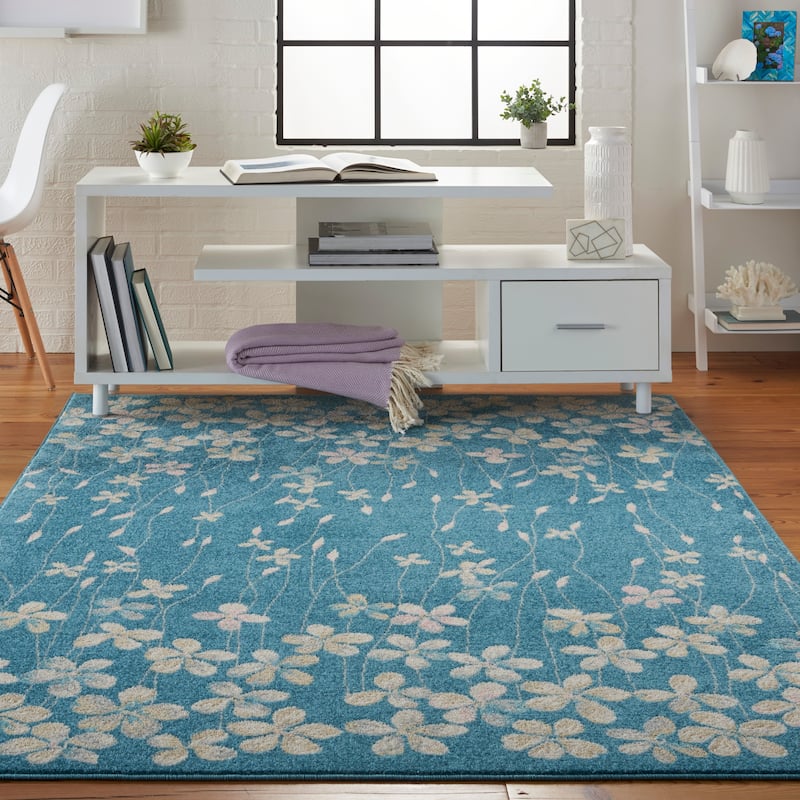 Carson Carrington Molle Floral Area Rug - 5'3" x 7'3" - Turquoise - Rectangle