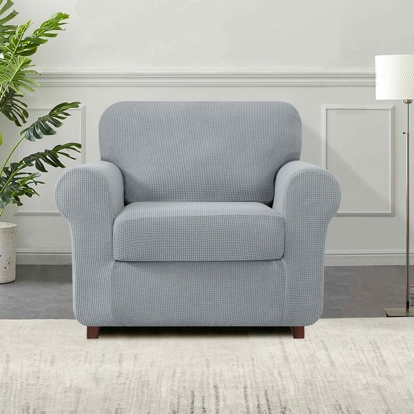 slide 2 of 65, Subrtex 3-Piece Stretch Armchair Slipcover Sets with 1 Backrest Cushion Covers and 1 Seat Cushion Covers Light Gray