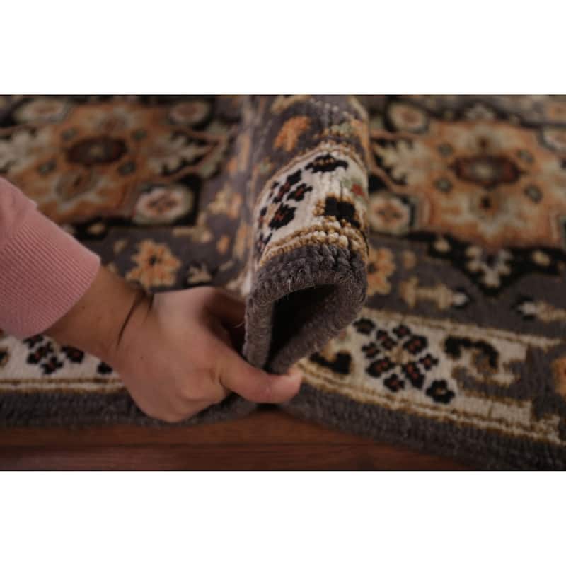 Gray Geometric Kazak Indian Runner Rug Handmade Wool Carpet - 2'7"x 10'3"