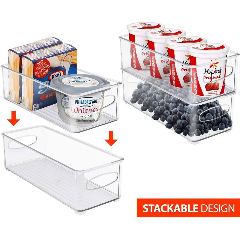 Plastic Storage Bins Stackable Clear Pantry Organizer Box Containers