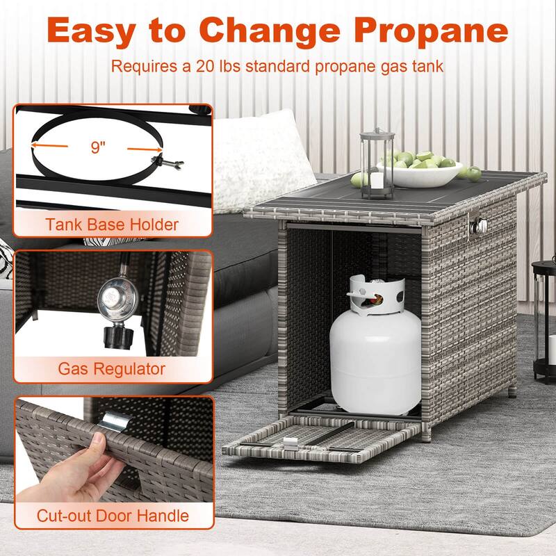 Costway 44.5" Propane Fire Pit Table with Metal Slatted Tabletop & - See Details