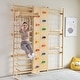 preview thumbnail 5 of 10, Walnut 9-in-1 Swedish Ladder Wall Gym | Indoor Wooden Climber & Activity Set for Kids - Natural