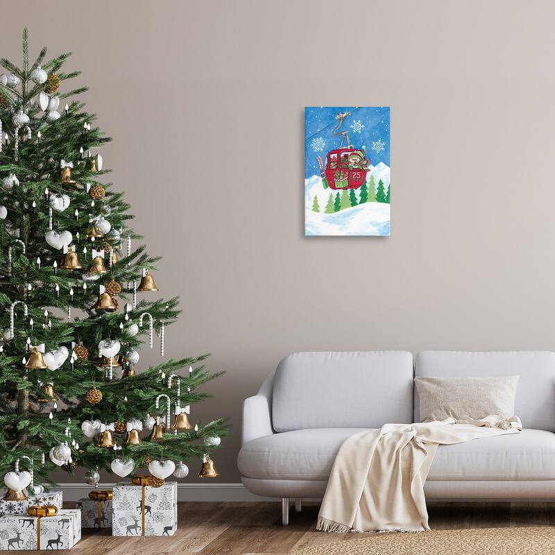 Stupell Snowman on Ski Lift Canvas Wall Art Design By Diane Kater