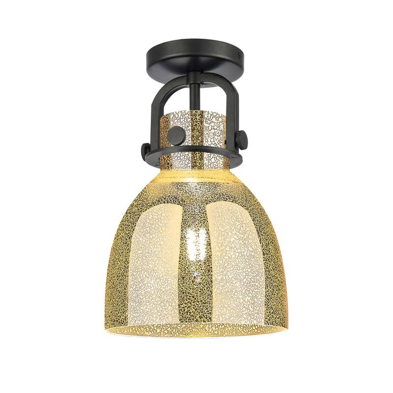 Innovations Lighting 410-1F-13-8 Newton Bell Flush Mount Newton Bell - Matte Black / Mercury
