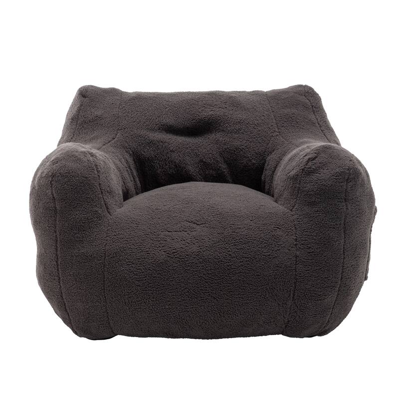 Teddy Fabric Bean Bag Chair, High Density Foam Bean Bag Sofa, Comfy Fluffy Lazy Sofa Chair Living Room, Bedroom