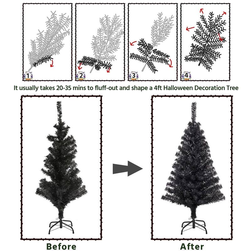 Yaheetech Prelit Halloween Black Spruce Hinged Christmas Pine Tree