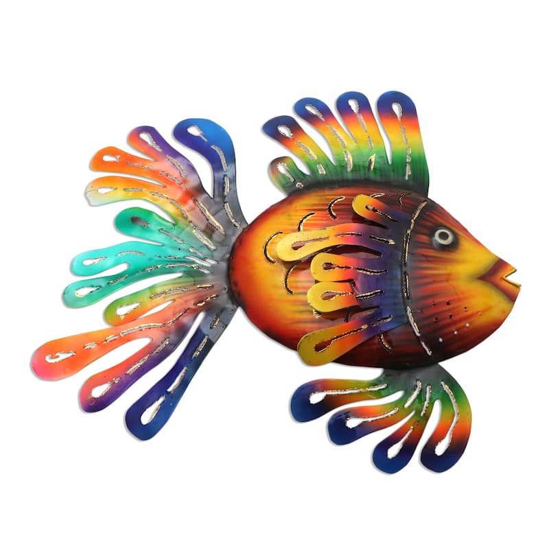 Novica Handmade Flamboyant Fish Metal Wall Sculpture