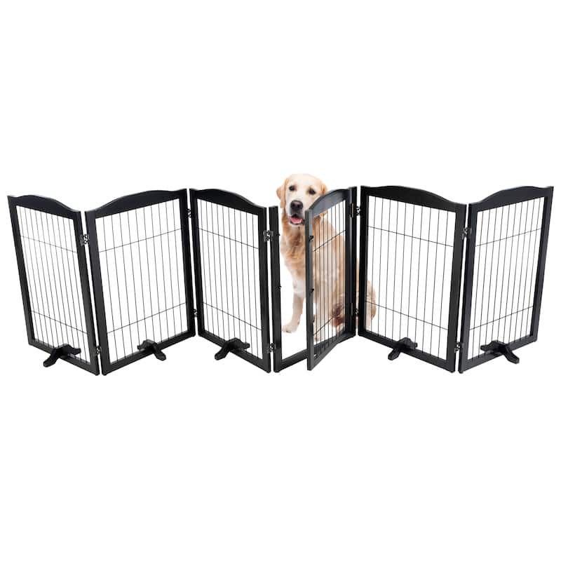 PETMAKER 6-Panel Foldable Pet Gate - N/A - Black