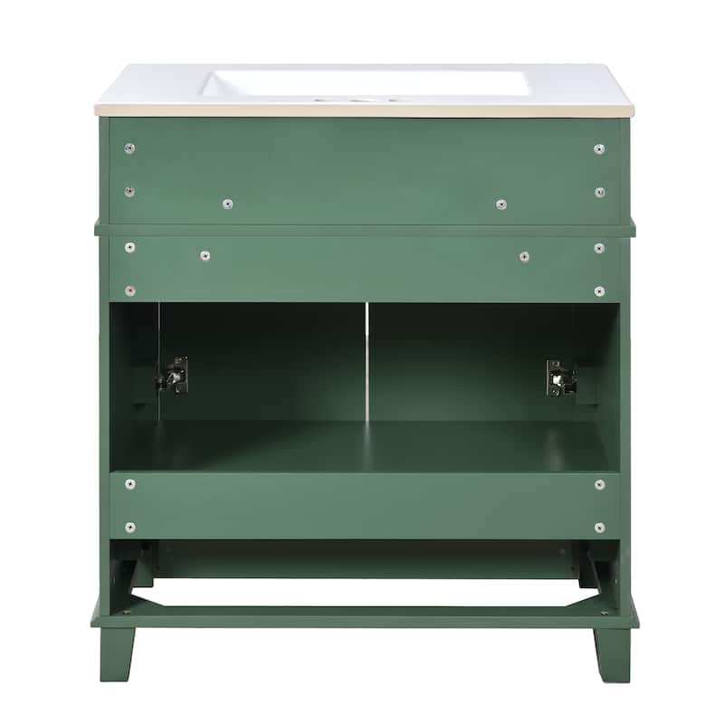 30'' Freestanding Bathroom Vanity with White Integrated Ceramic Sink - 29.37'' x 17.87'' x 33.14''