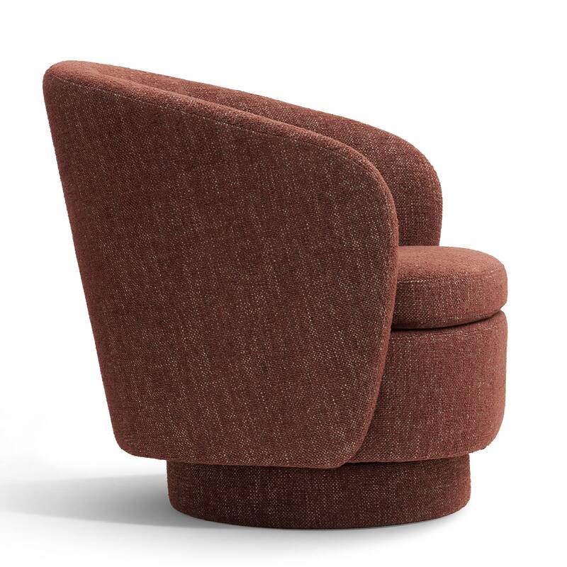 Modern Linen Swivel Barrel Accent Chair Single