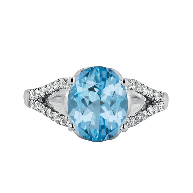Auriya 3 1/3ct Fancy Oval Sky Blue Topaz and Diamond Engagement Ring 1/3cttw 14k Gold