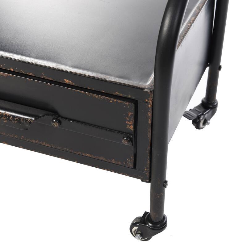 StyleCraft Cheval Mirror with Lower Storage Blackened Grey Drawer