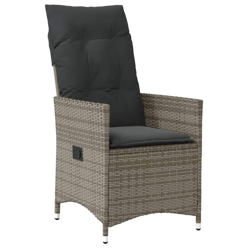vidaXL Reclining Patio Chairs with Cushions Armchair Outdoor Seating Poly Rattan
