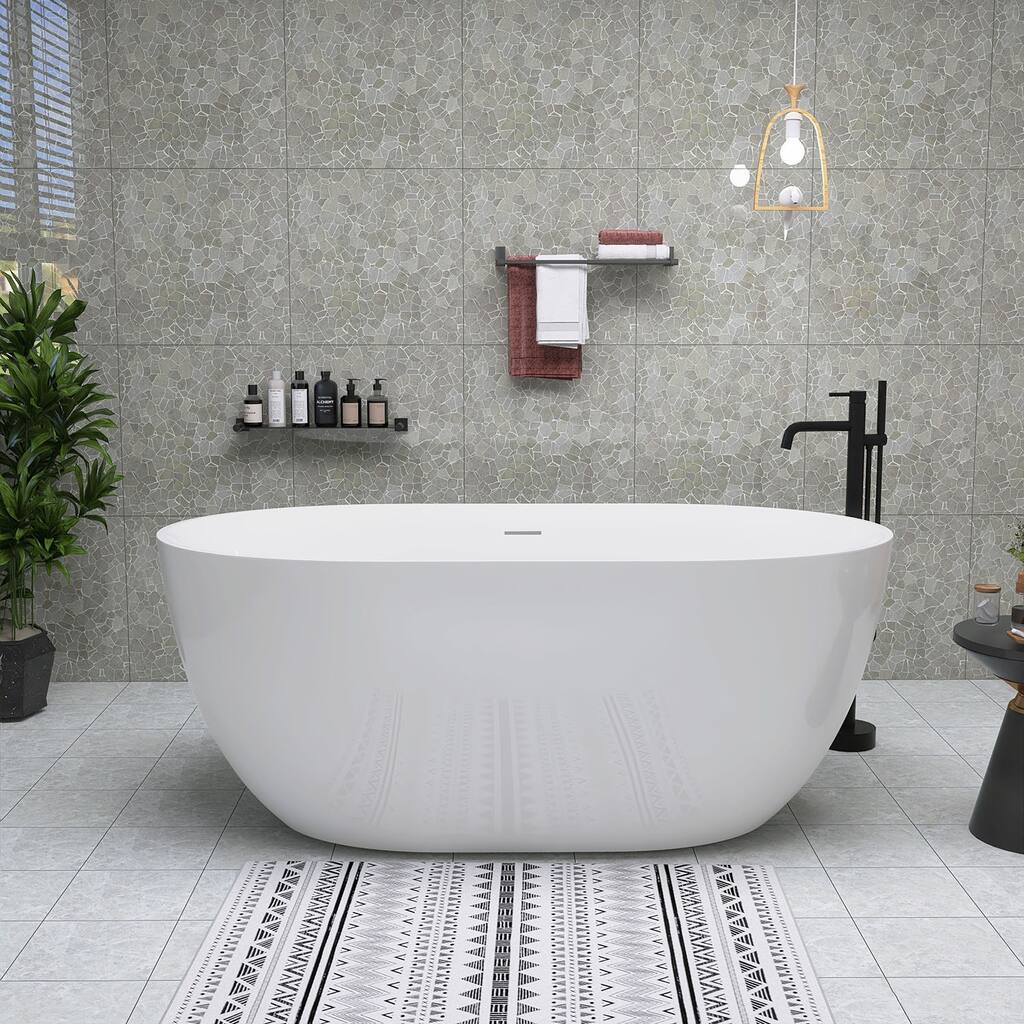 Acrylic Free Standing Tub - Classic Oval Shape Soaking Tub