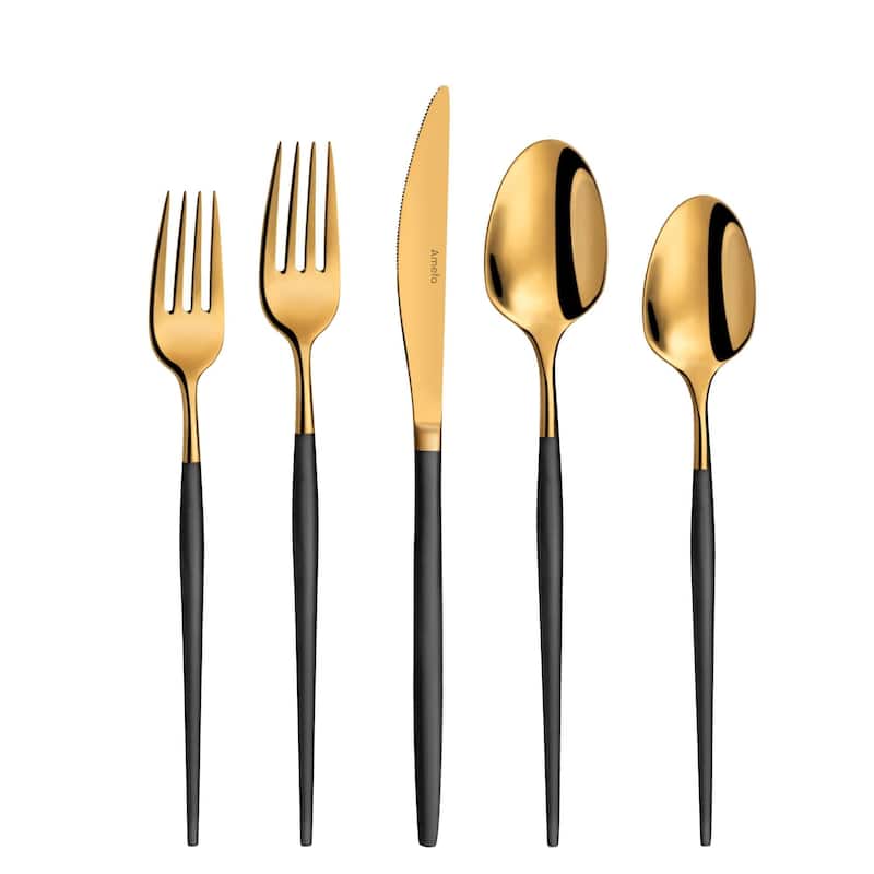 Amefa Soprano 20 piece Flatware Set - Black & Gold