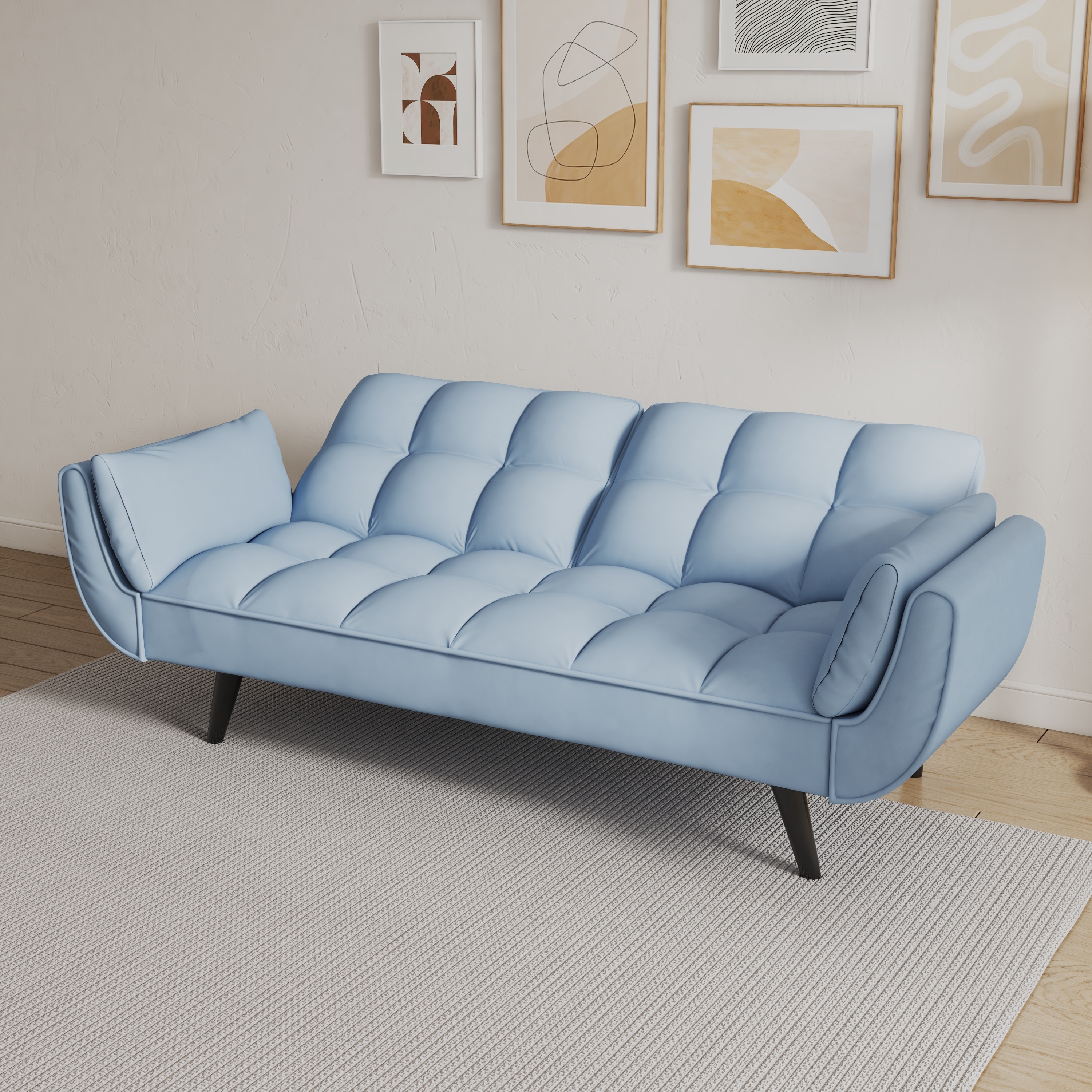 Convertible Sofa Bed with Adjustable Backrest, Folding Sofa Loveseat Upholstered Sofa Couch for Living Room