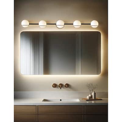 Justice Design Group EVOLV Fusion Centric 5-Light Bath Bar with Opal Glass Shade