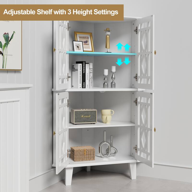 Corner Sideboard Cabinet Free-Standing Corner Storage Organizer