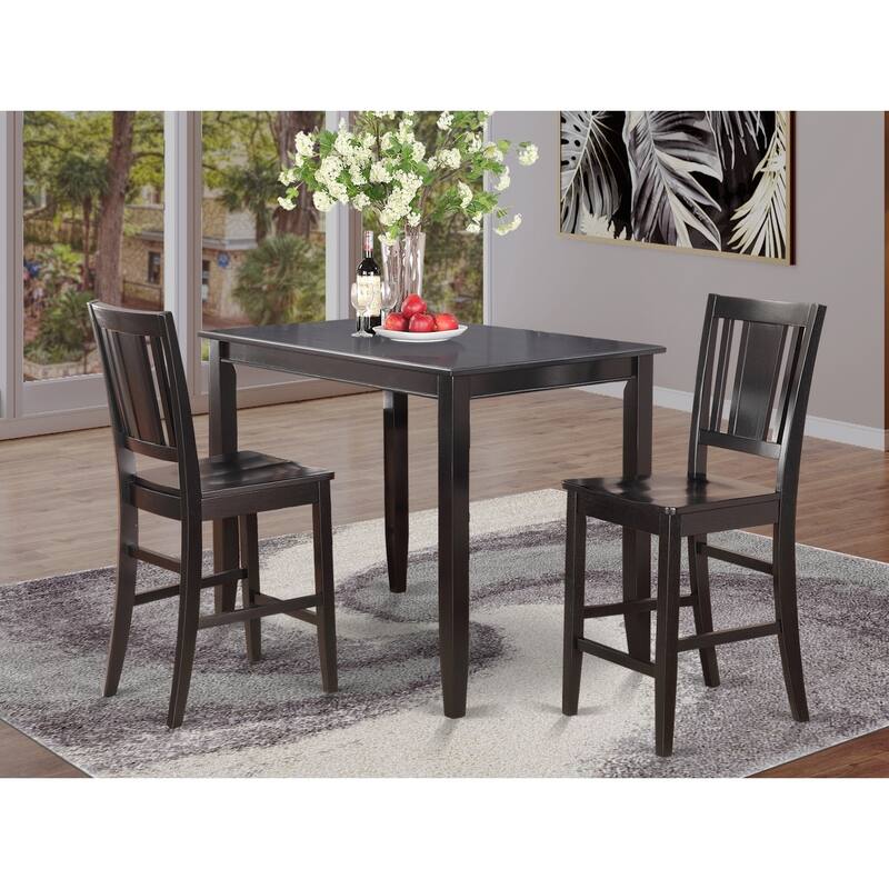 Counter Height Dining Set - 3 Piece Table & Chair Set - Modern Kitchen Pub Set - 30x48 Inch Table