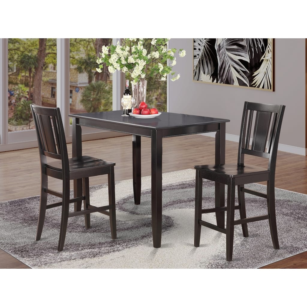 Counter Height Dining Set - 3 Piece Table & Chair Set - Modern Kitchen Pub Set - 30x48 Inch Table