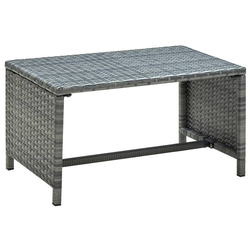 vidaXL Coffee Table Anthracite/Beige/Black/Brown 27.6"x15.7"x15" Poly Rattan - Anthracite