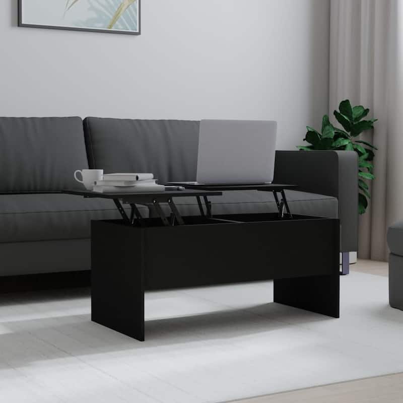 vidaXL Coffee Table Lift Top End Table Accent Side Sofa Table Engineered Wood - 40.2" x 19.9" x 18.3" - Black