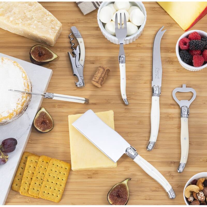 French Home Laguiole Barware Bottle Opener & Corkscrew Set with Faux Ivory Handles - N/A