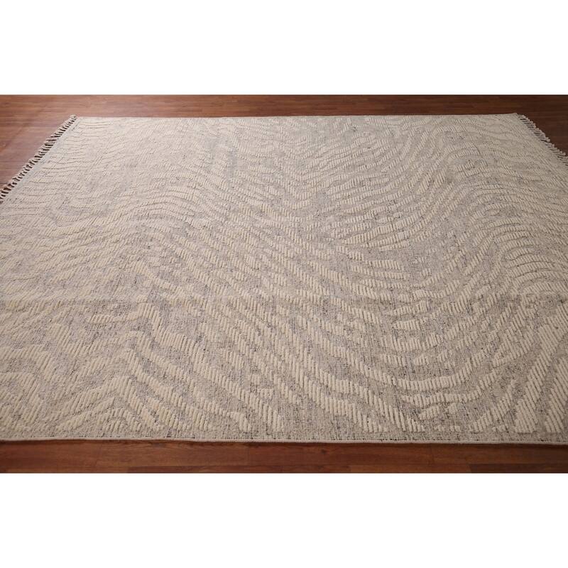 All-Over Moroccan Abstract Area Rug Handmade Wool Carpet - 7'11"x 10'4"
