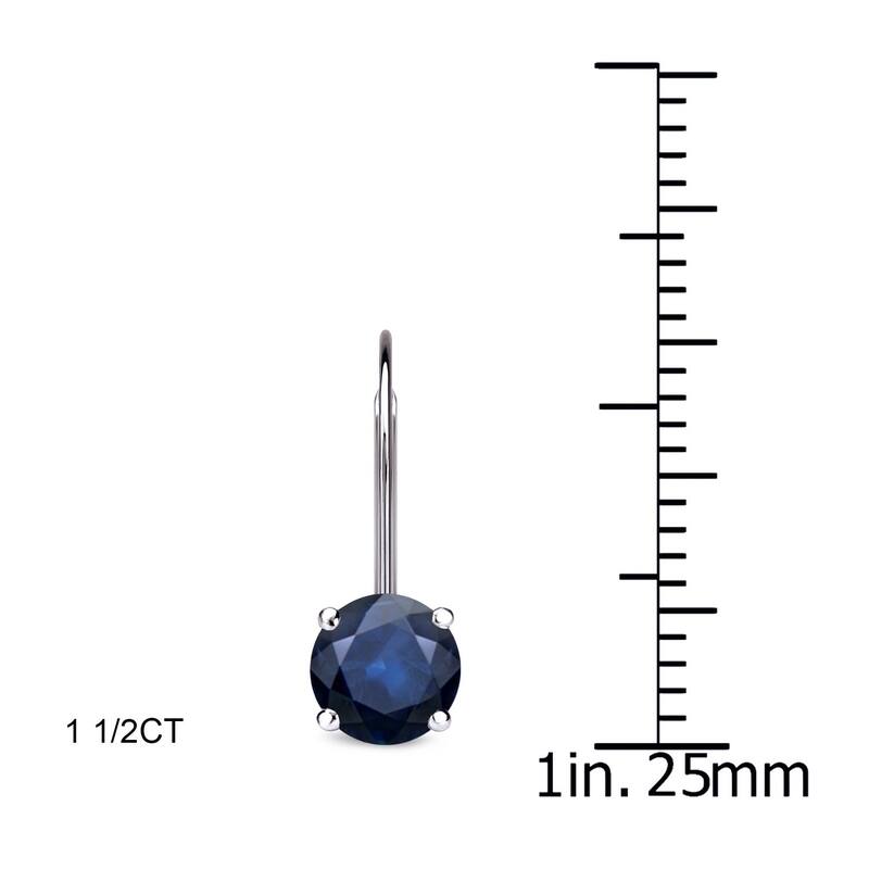 Auriya 1/2 to 3ctw Blue Sapphire Solitaire Earrings 14k White Gold Lever-back - 1.50ct