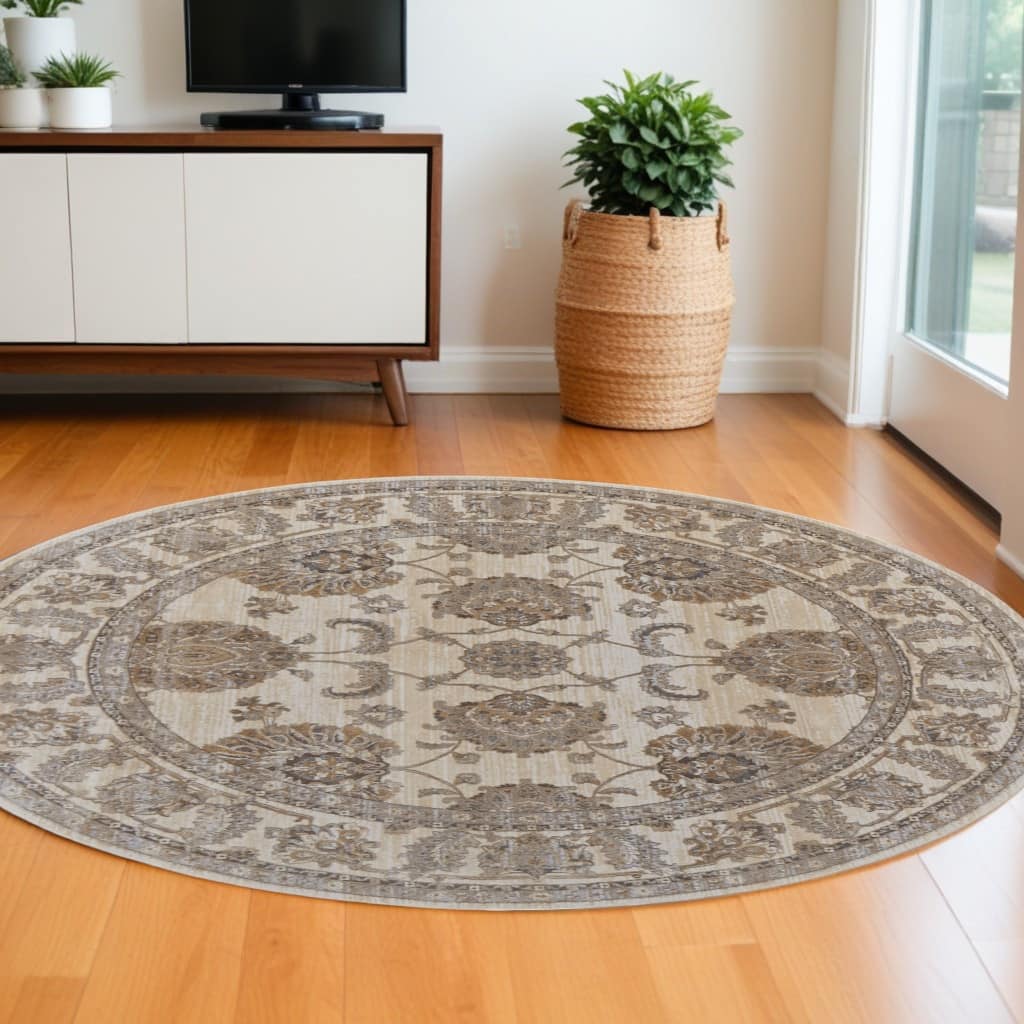 Sidaw Power Loomed Distressed Geometric Area Rug By HomeRoots - 93' X '93' X '0.39