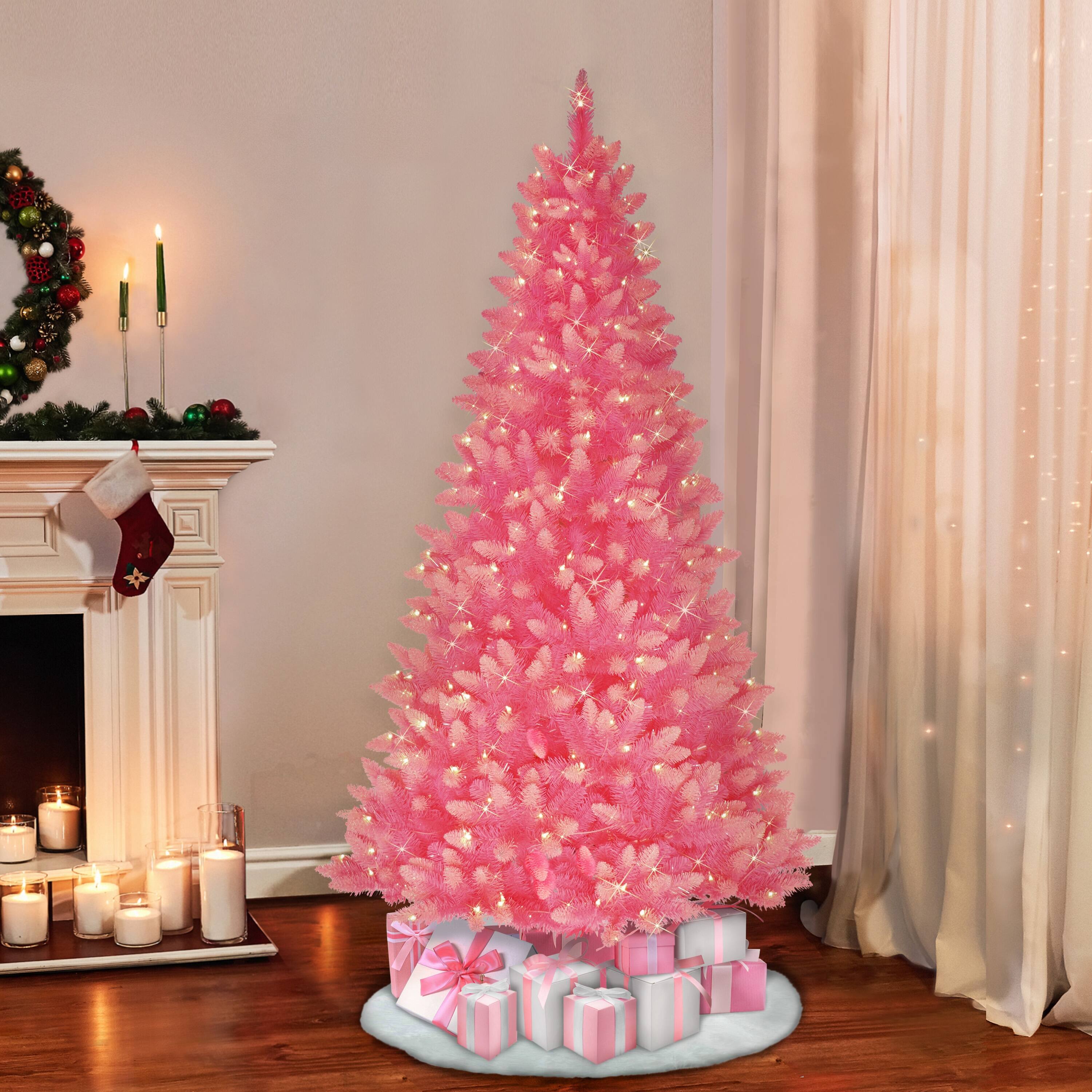 Puleo International 6.5' PreLit Fashion Pink Artificial Christmas Tree