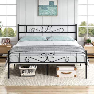 VECELO Premium Platform Bed Frame with Headboard,Easy Set-up Twin/Full/Queen Size Bed