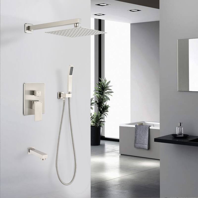 shower system 10 inch Brass Bathroom Deluxe rain mixed shower combination set wall mounted rain shower head system shower faucet