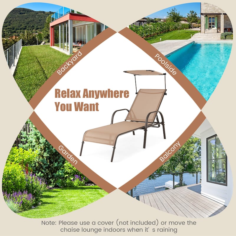 Costway Patio Heavy-Duty Chaise Lounge 5-Level Adjustable Outdoor - See Details