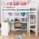 preview thumbnail 13 of 20, Kid Bed Frame Wood Twin Size Loft Bed with L-shaped Desk,Wardrobe and Shelves