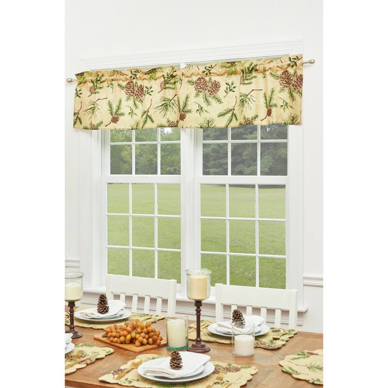 Sierra Retreat Brown Pinecone Window Curtain Valance Set 2 - 15.5 x 72