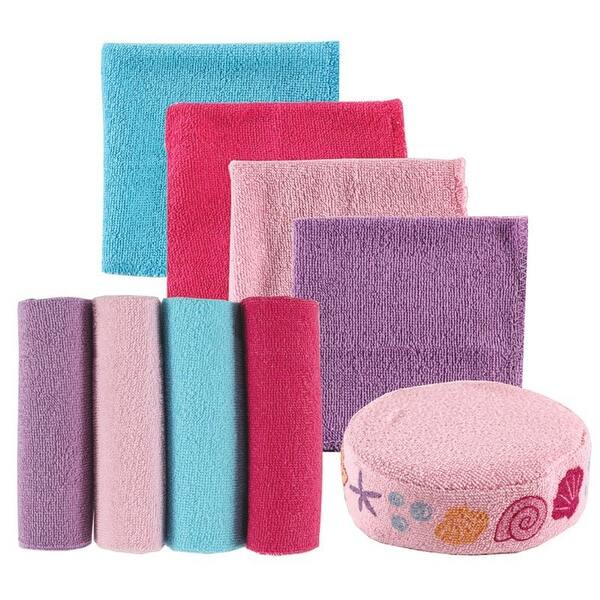 slide 1 of 1, Luvable Friends Baby Girl Washcloths with Bonus Sponge, Pink Solid, 9X9 In - Pink Solid - 9X9 In
