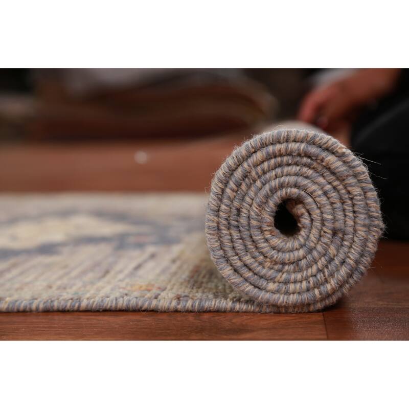Hand Knotted Oriental 100% Wool Carpet Transitional Floral Multi-Colored Oushak Runner Rug - 9' 10'' X 2' 6''