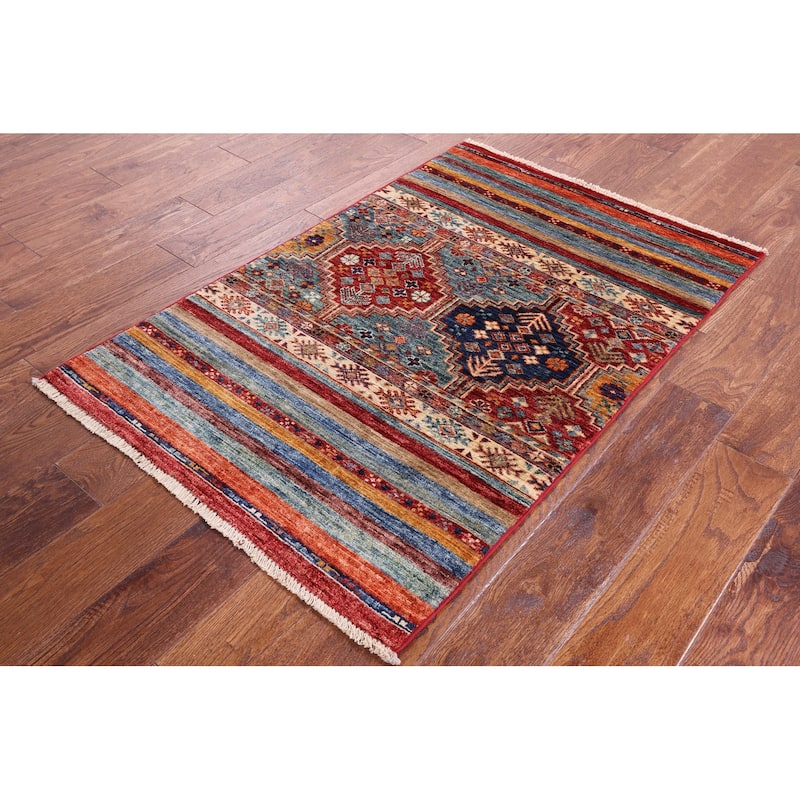 Golden Nile Khorjin Persian Gabbeh Hand Knotted Wool Rug - 2' 7" X 4' 0"