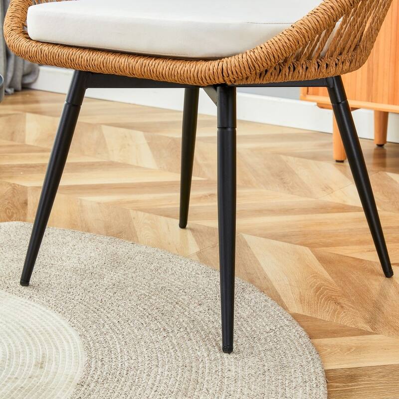Modern Outdoor Dining Set with 17.7" Anti-spill Round Coffee Table and 2 Rattan Swivel Chairs