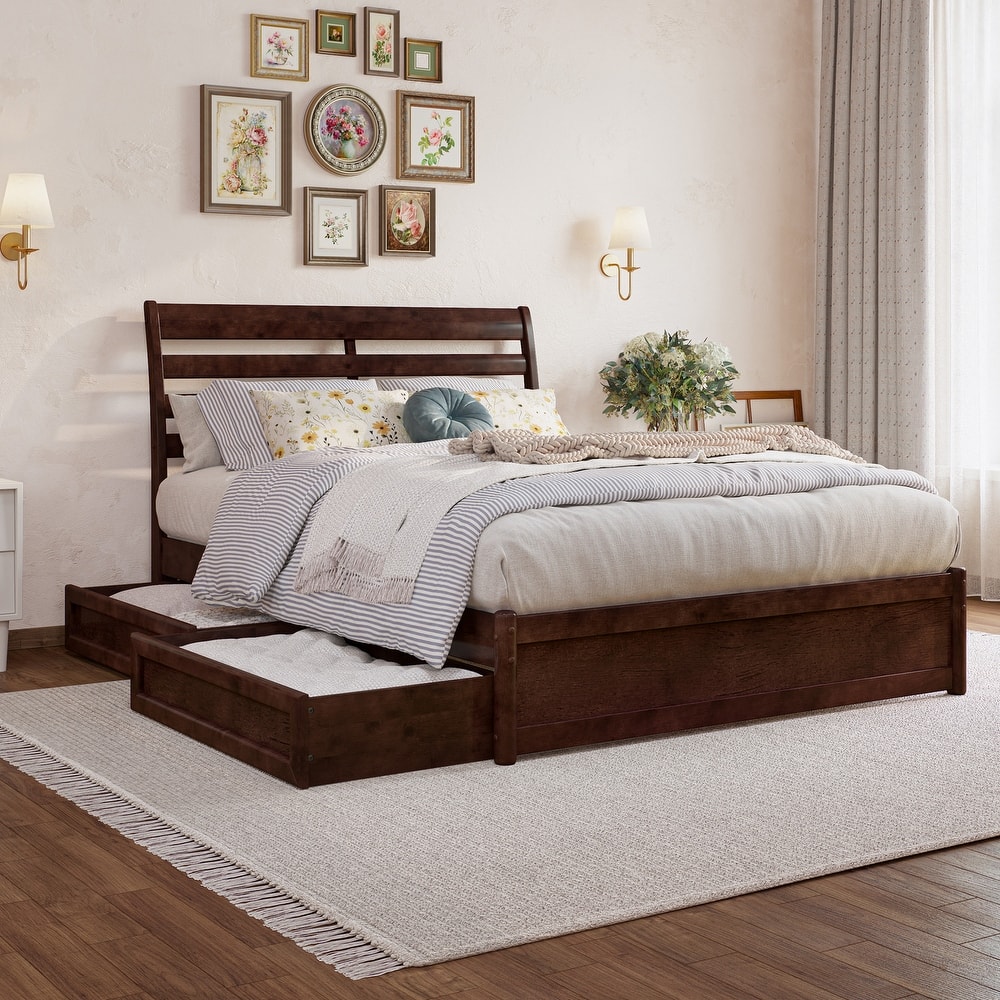 Emelie Platform Bed with Panel Footboard and Storage Drawers