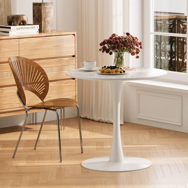 31.5-inch Pedestal Dining Table with Marble Accent Tabletop