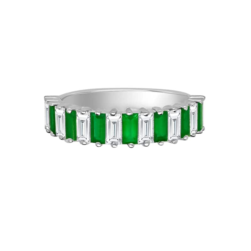 Auriya 14k Gold Lab Grown Emerald and Baguette Diamond Eternity Band 0.97 ct. tw. (F-G, VS)