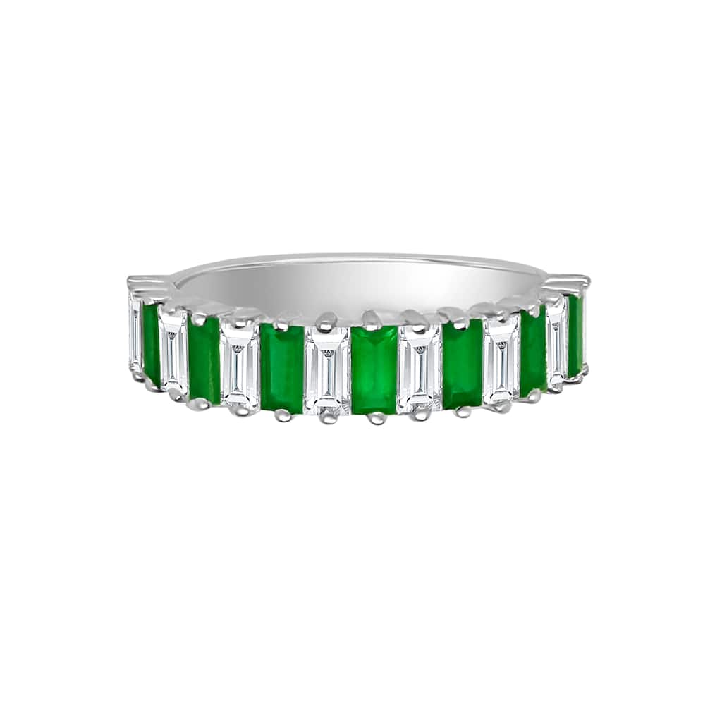 Auriya 14k Gold Lab Grown Emerald and Baguette Diamond Eternity Band 0.97 ct. tw. (F-G, VS)