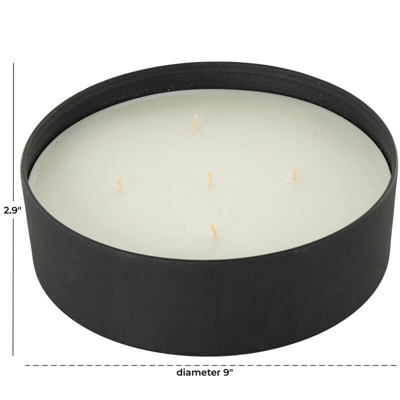 Cream, Black or Beige Metal Scented Textured 59oz 5 Wick Decorative Candle with White Wax